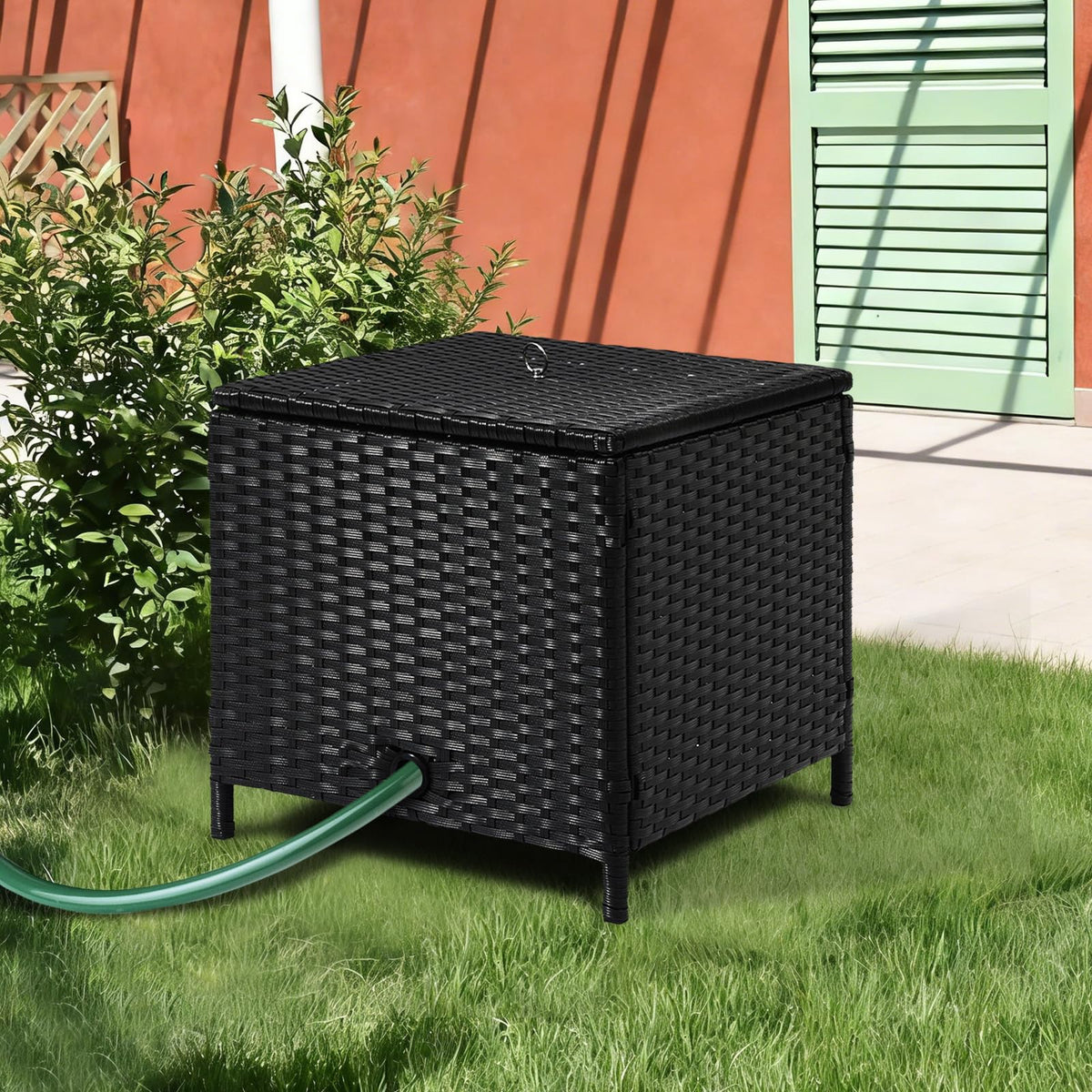 SUNNYPARK easy-install hose box helps you organize quickly in any outdoor space.