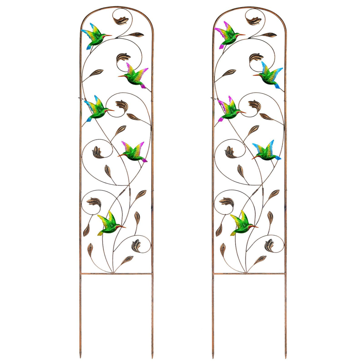 SUNNYPARK hummingbird trellis with bronze finish supports climbing plants.