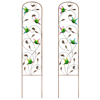 SUNNYPARK hummingbird trellis with bronze finish supports climbing plants.