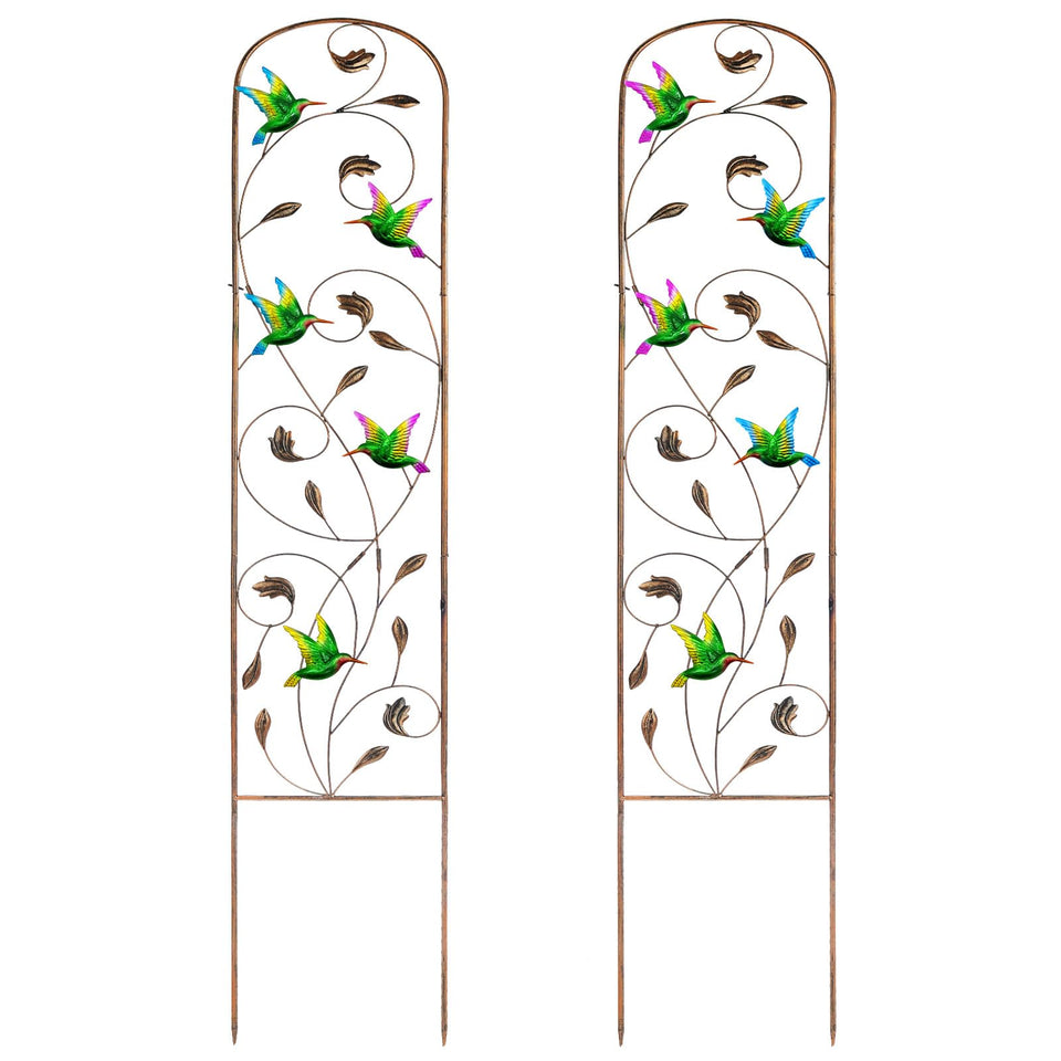SUNNYPARK hummingbird trellis with bronze finish supports climbing plants.