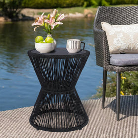 SUNNYPARK side table with glass top for easy snack and beverage setup