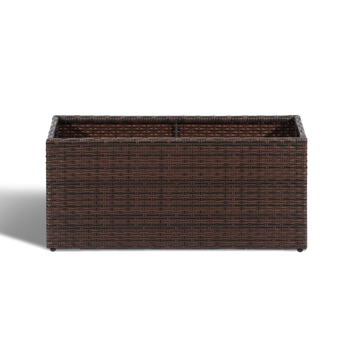 SUNNYPARK PE rattan look planter designed for outdoor weather resistance.