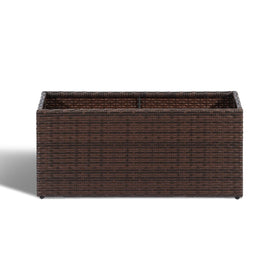 SUNNYPARK PE rattan look planter designed for outdoor weather resistance.