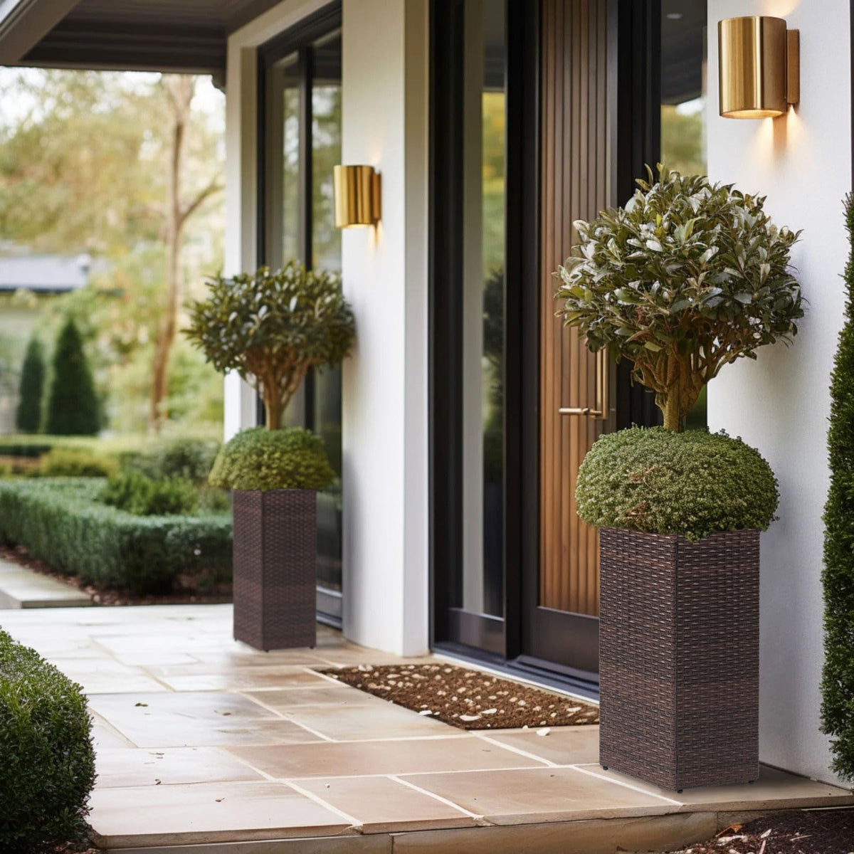 SUNNYPARK planter on patio or deck elevates flowers, herbs, and greens.