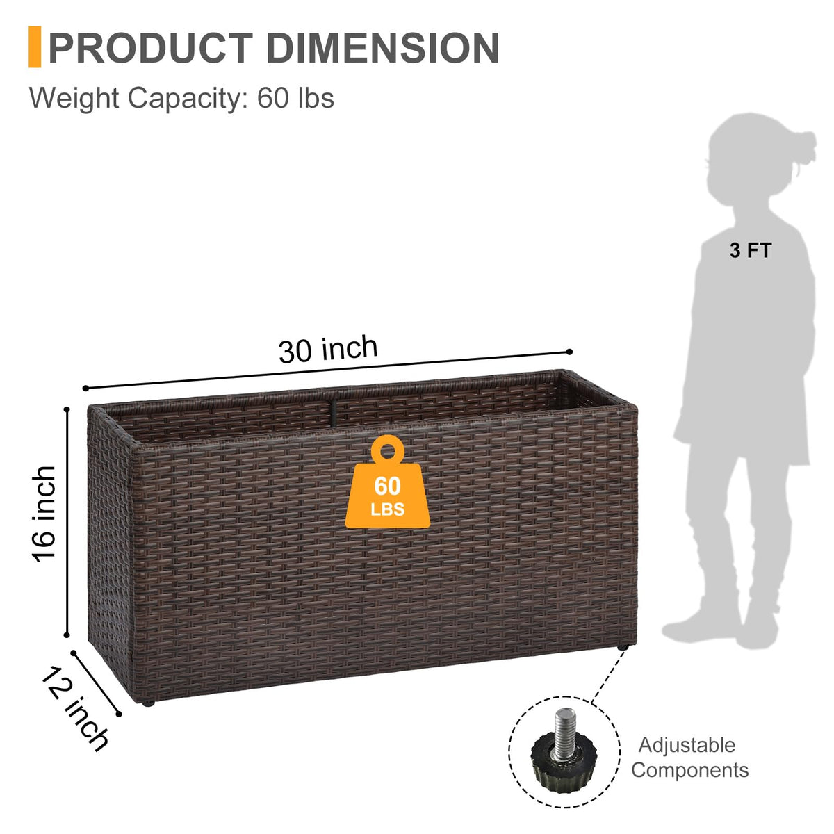 SUNNYPARK removable liner keeps soil organized and planter easy to clean.