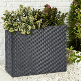 SUNNYPARK planter showing liner and resealable drainage for moisture control.