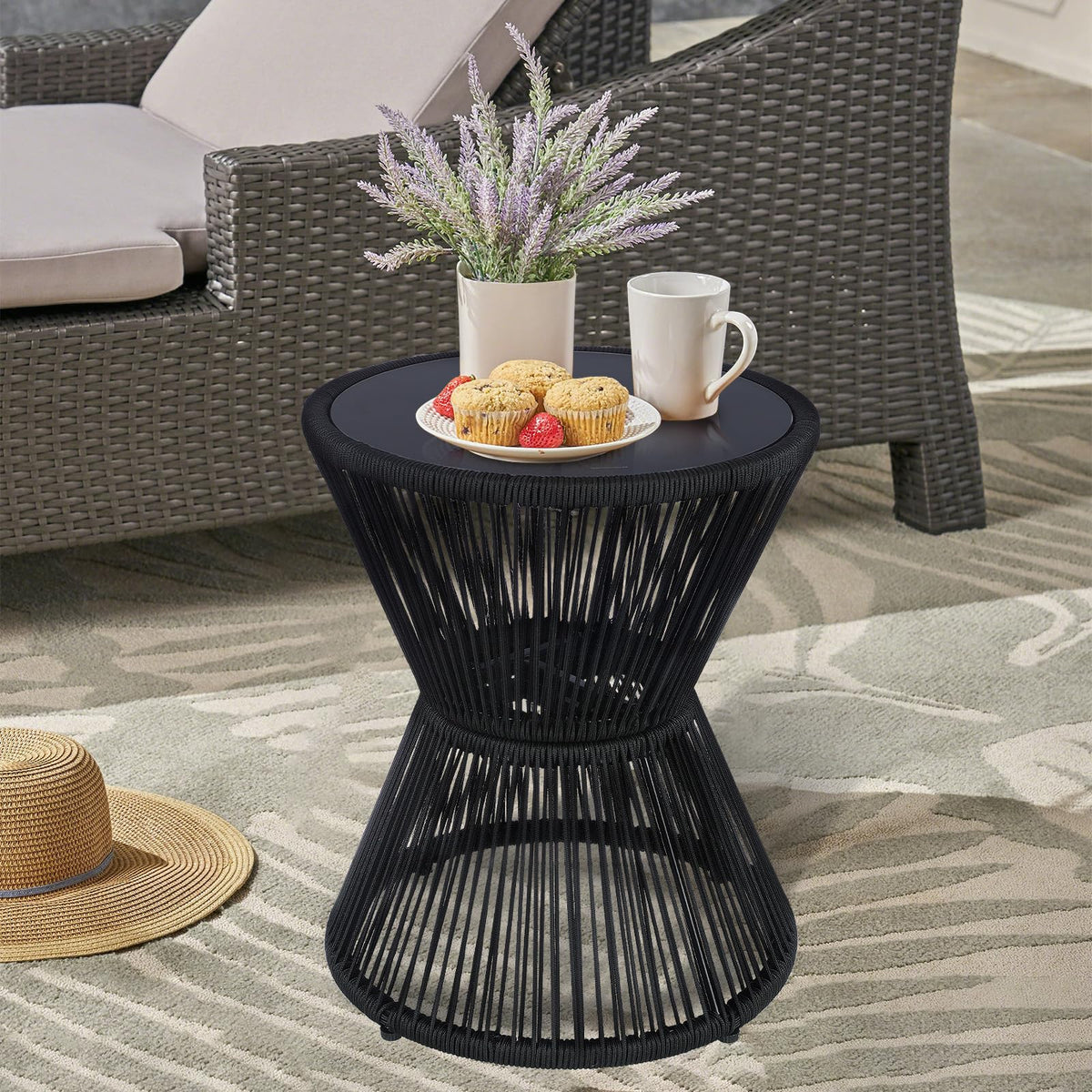 Close-up of SUNNYPARK rope detail on side table