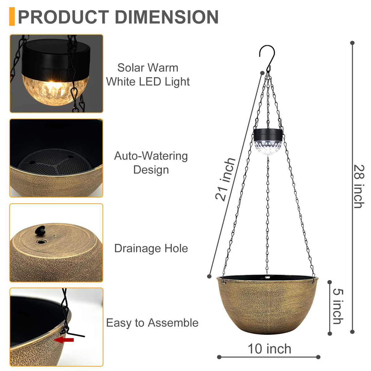 SUNNYPARK self-watering basket helps prevent drought for thriving plants.