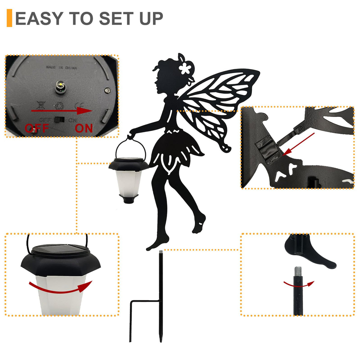 SUNNYPARK black powder-coated finish resists rust for long-lasting charm.