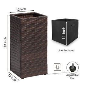 SUNNYPARK square tall planter outdoors enhances an inviting entrance.