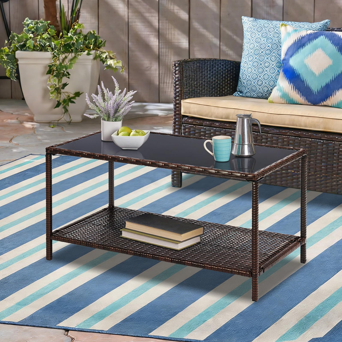 SUNNYPARK two-tier table with storage shelf keeps magazines organized