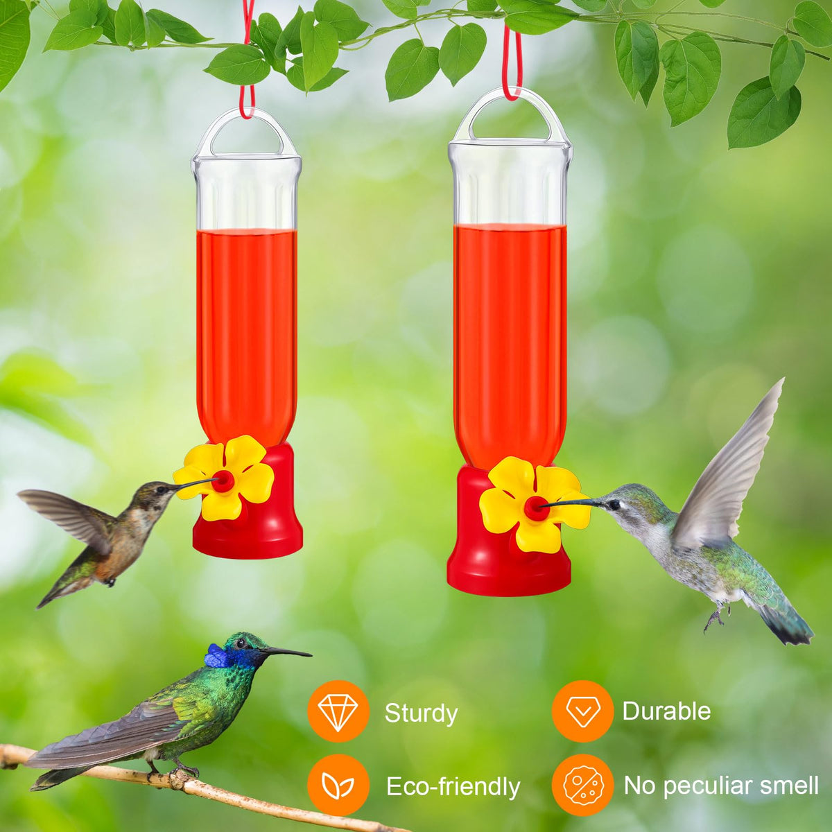 Sunnyray hummingbird feeder side view highlights compact size for small spaces