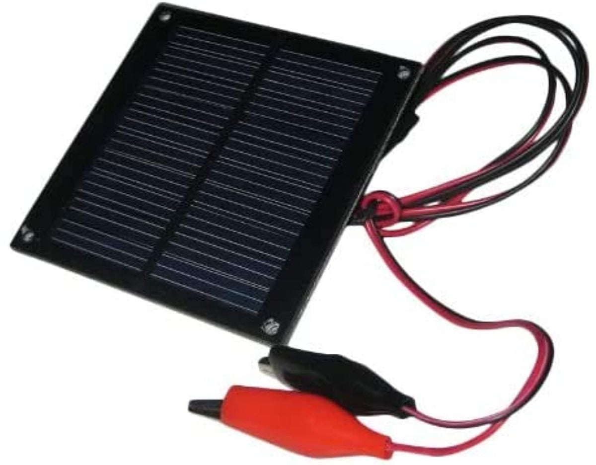 Sunnytech mini solar panel back view showing polarity tabs for easy connections.