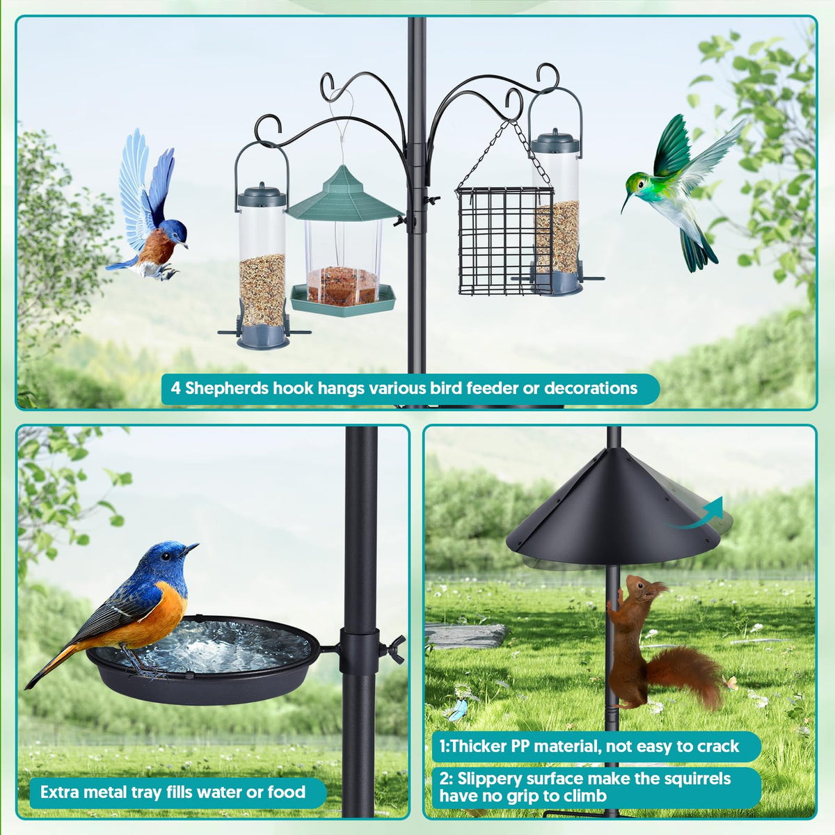 Sunoble four shepherd hooks provide flexible hanging options for feeders and decor.