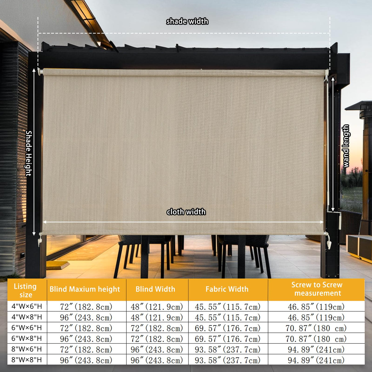 Sunoff cordless roller shade offering easy lift and privacy