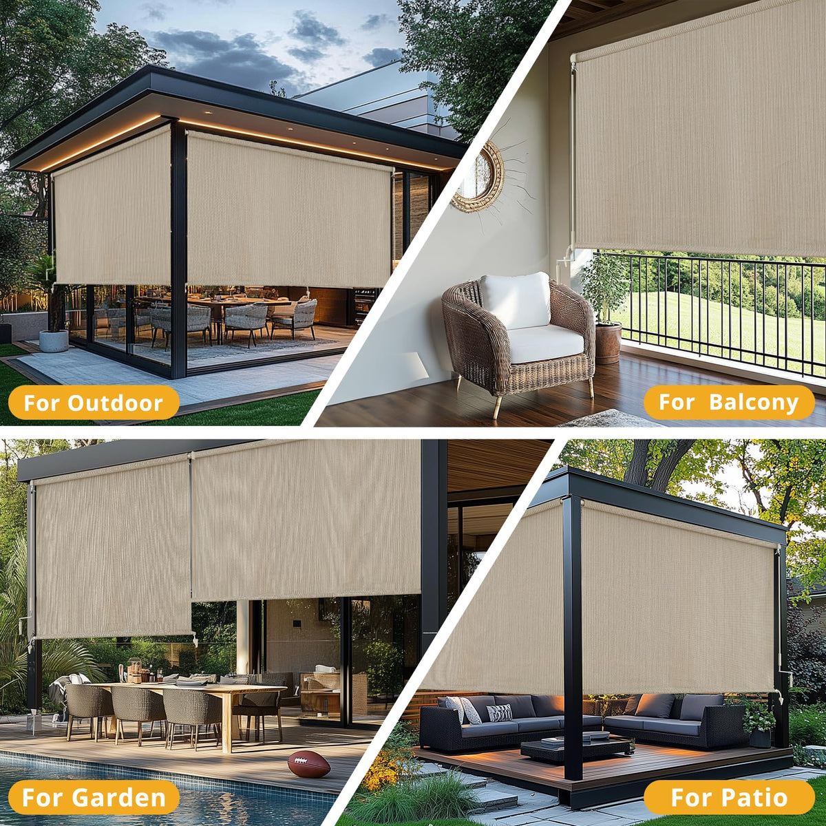 Sunoff sesame 48x72 shade for balcony porch gazebo