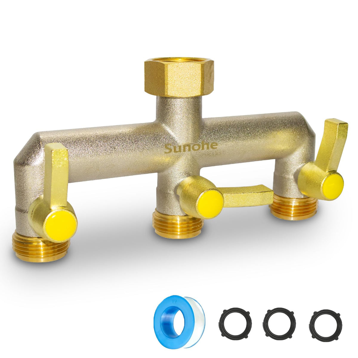 SUNOHE brass 3-way garden hose splitter for versatile watering tasks