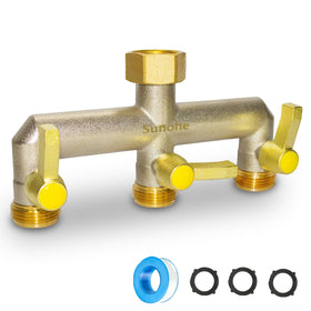 SUNOHE brass 3-way garden hose splitter for versatile watering tasks