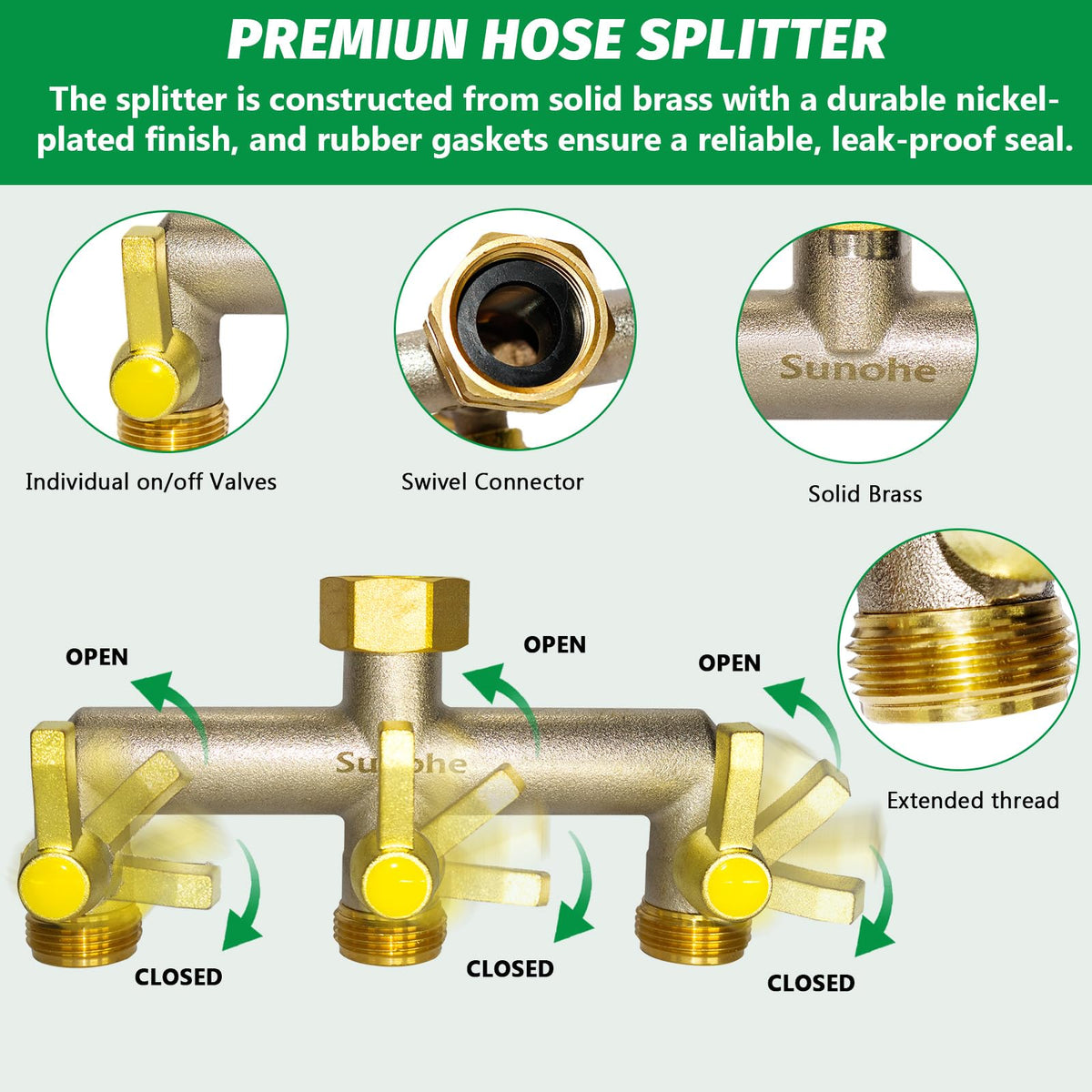 SUNOHE nickel-plated brass construction for durable outdoor use