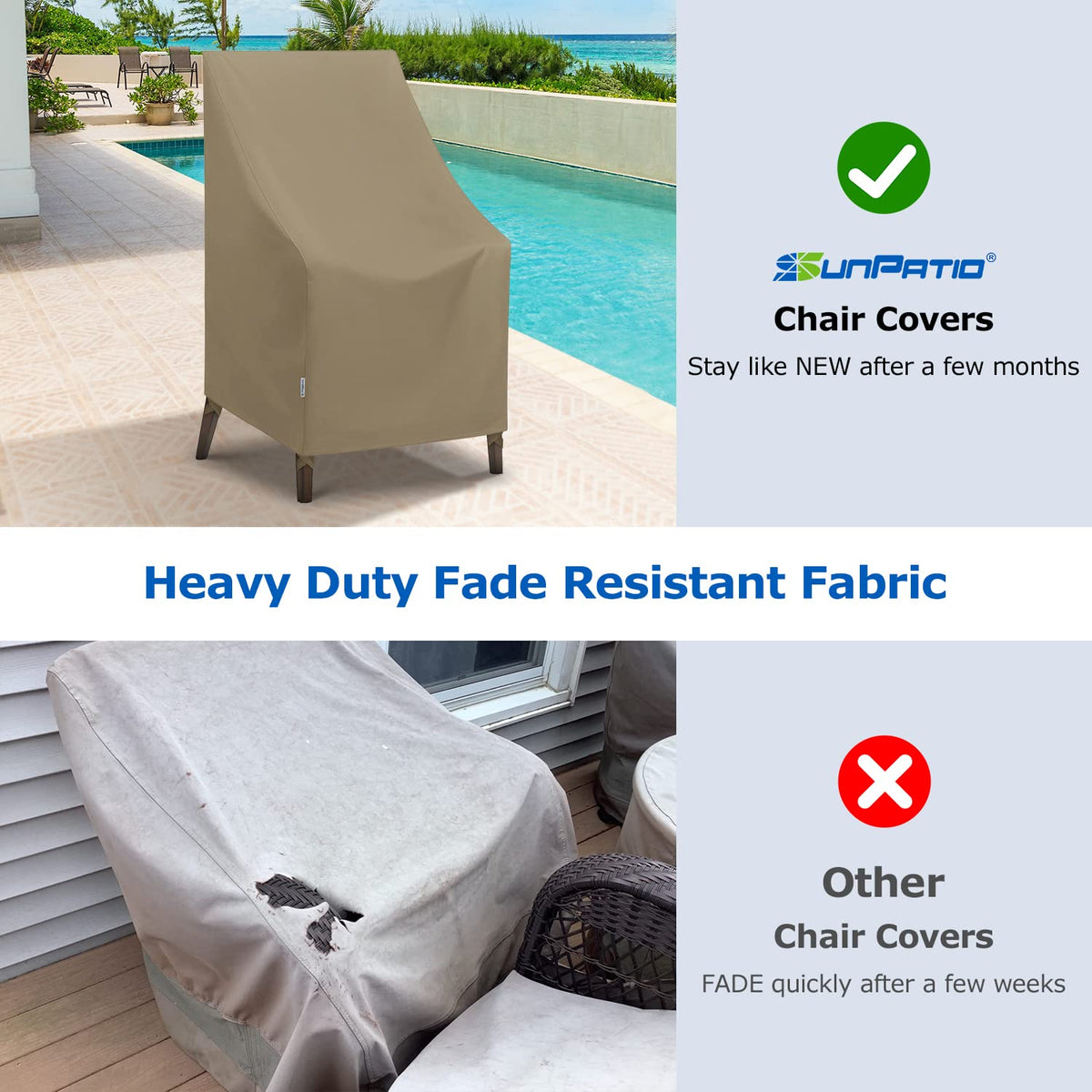SunPatio air-vented design reduces moisture under chair cover