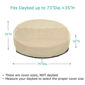 SunPatio waterproof taped-seams cover seals moisture for dry cushions after rain.