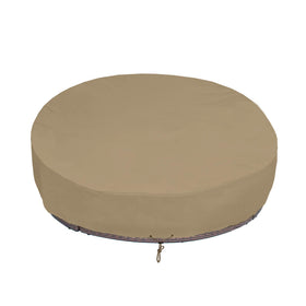 SunPatio FadeStop round daybed cover guards a 75-inch dia daybed from rain