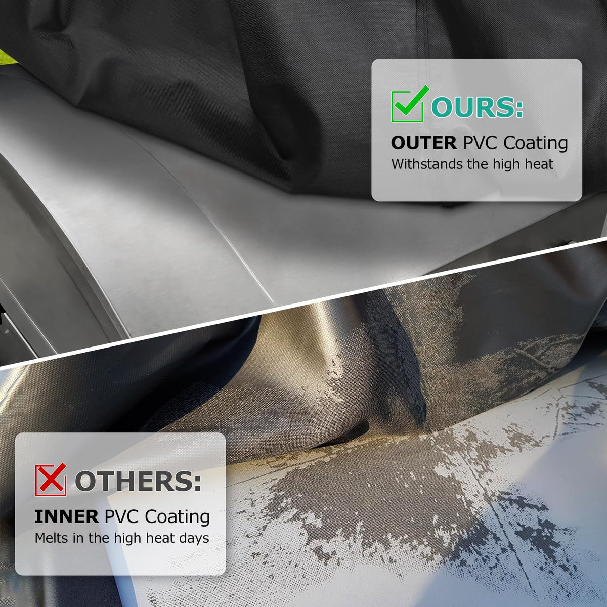 SunPatio easy-clean surface simplifies wiping away grease and dirt.
