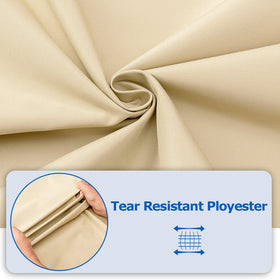 SunPatio beige cover offers durable protection and fade resistance.