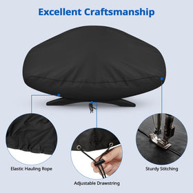 Bottom drawstring of SunPatio cover securing a tight, wind-resistant fit.