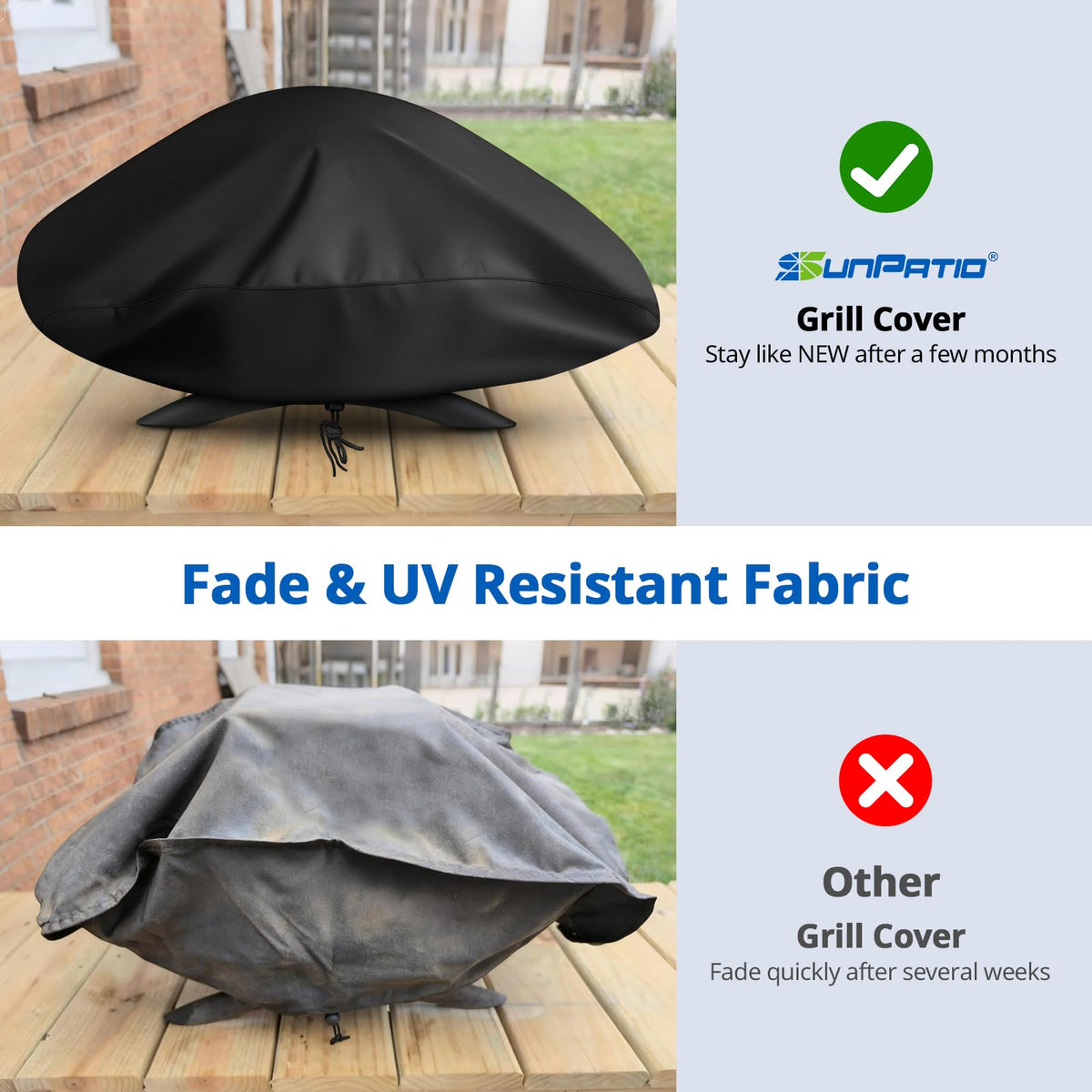 Close-up of FadeStop material protecting the cover’s color and finish.