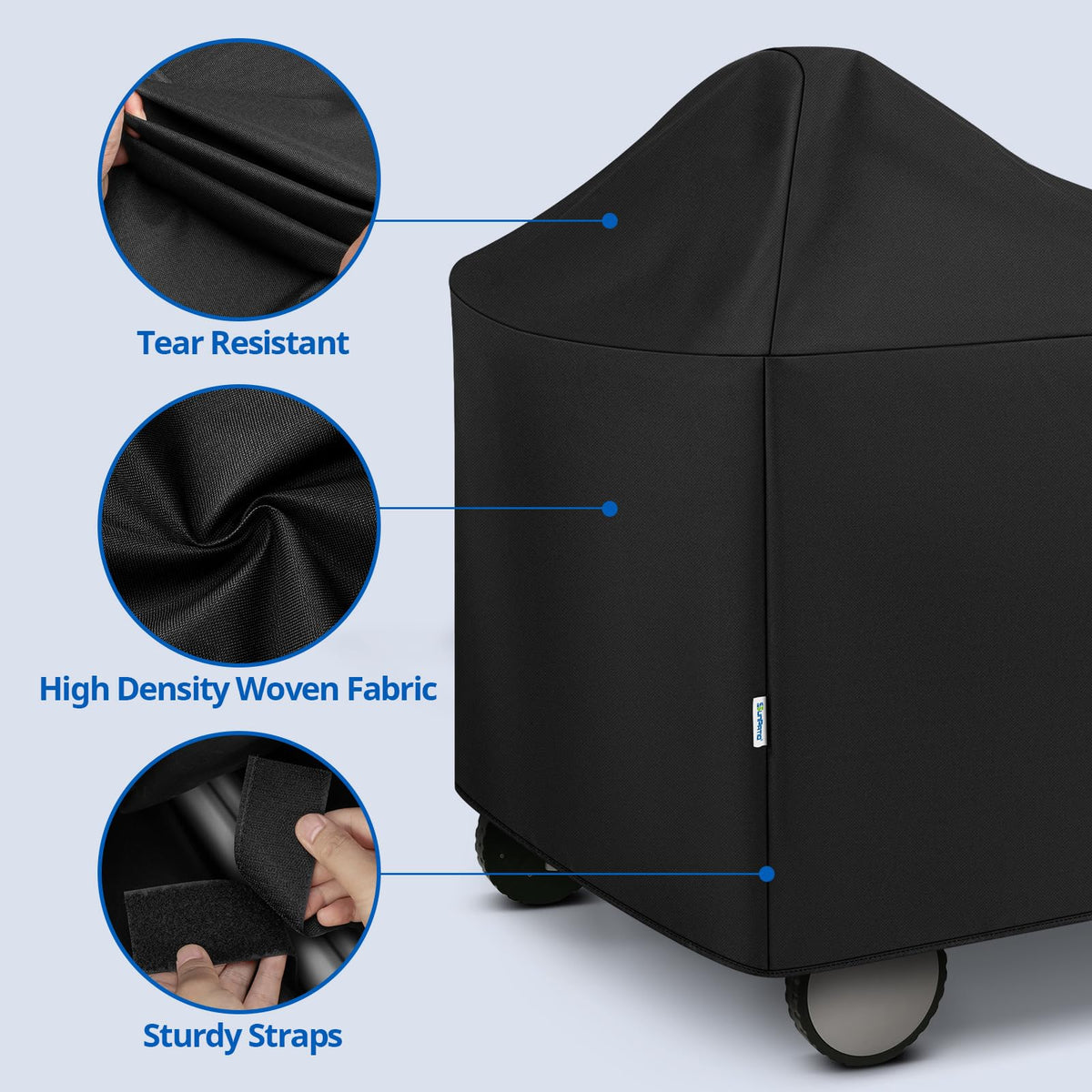 SunPatio grill cover secure straps keep it grounded in high winds