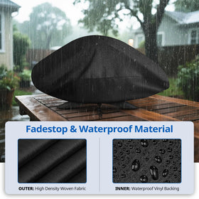 Waterproof SunPatio grill cover defends against rain and humidity outdoors.