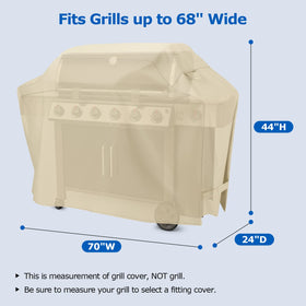 SunPatio grill cover waterproof fabric shields grill from rain and snow.