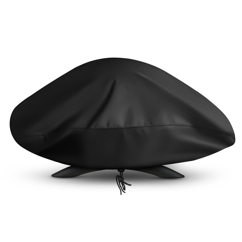 SunPatio grill cover for Weber Q series provides a secure fit and weather protection.