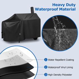 SunPatio offset smoker cover interior liner protects grill finish