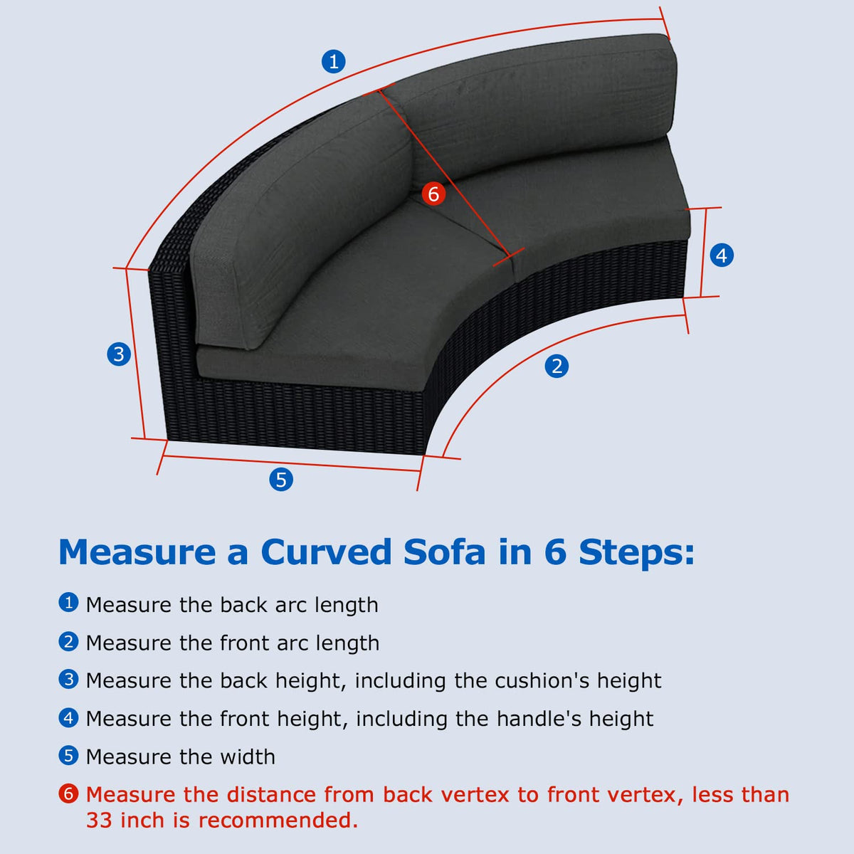 SunPatio curved sectional cover front view shields cushions from sun fading