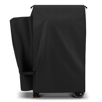 SunPatio pellet grill cover on Pit Boss Lexington 500 front view protects against rain.