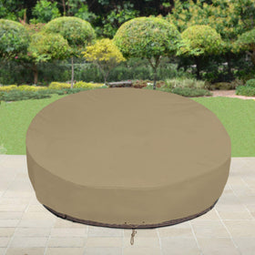 SunPatio taupe daybed cover blends with garden decor