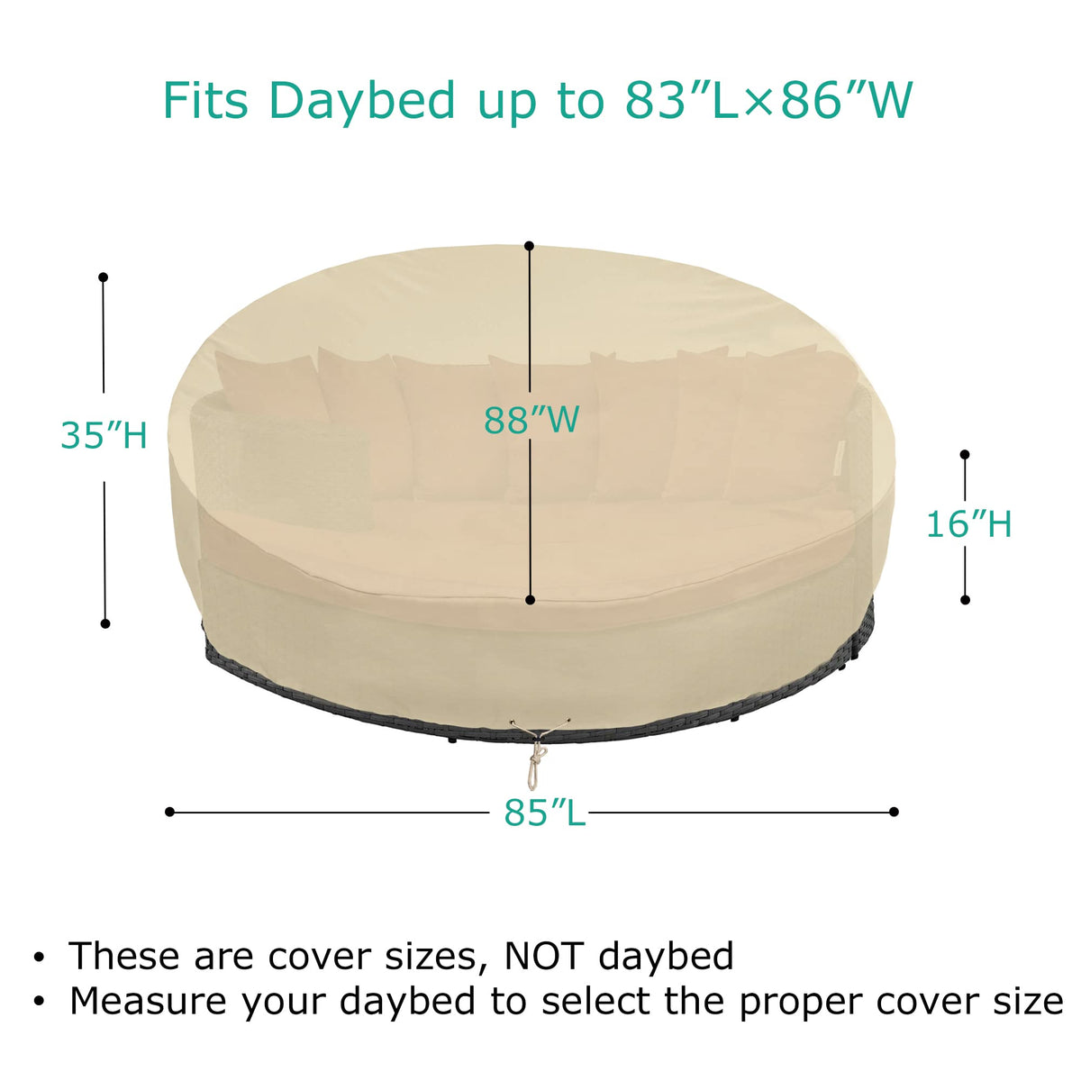 SunPatio daybed cover close up taped seams prevent leaks