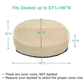 SunPatio daybed cover close up taped seams prevent leaks