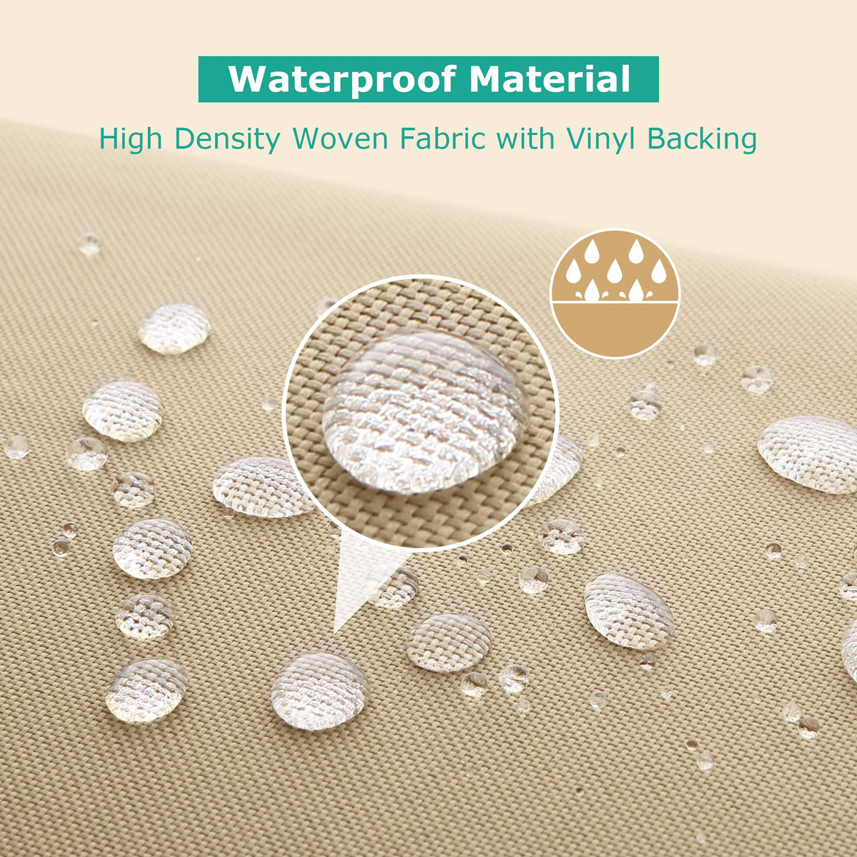 SunPatio vented sofa cover promoting airflow to reduce moisture buildup.