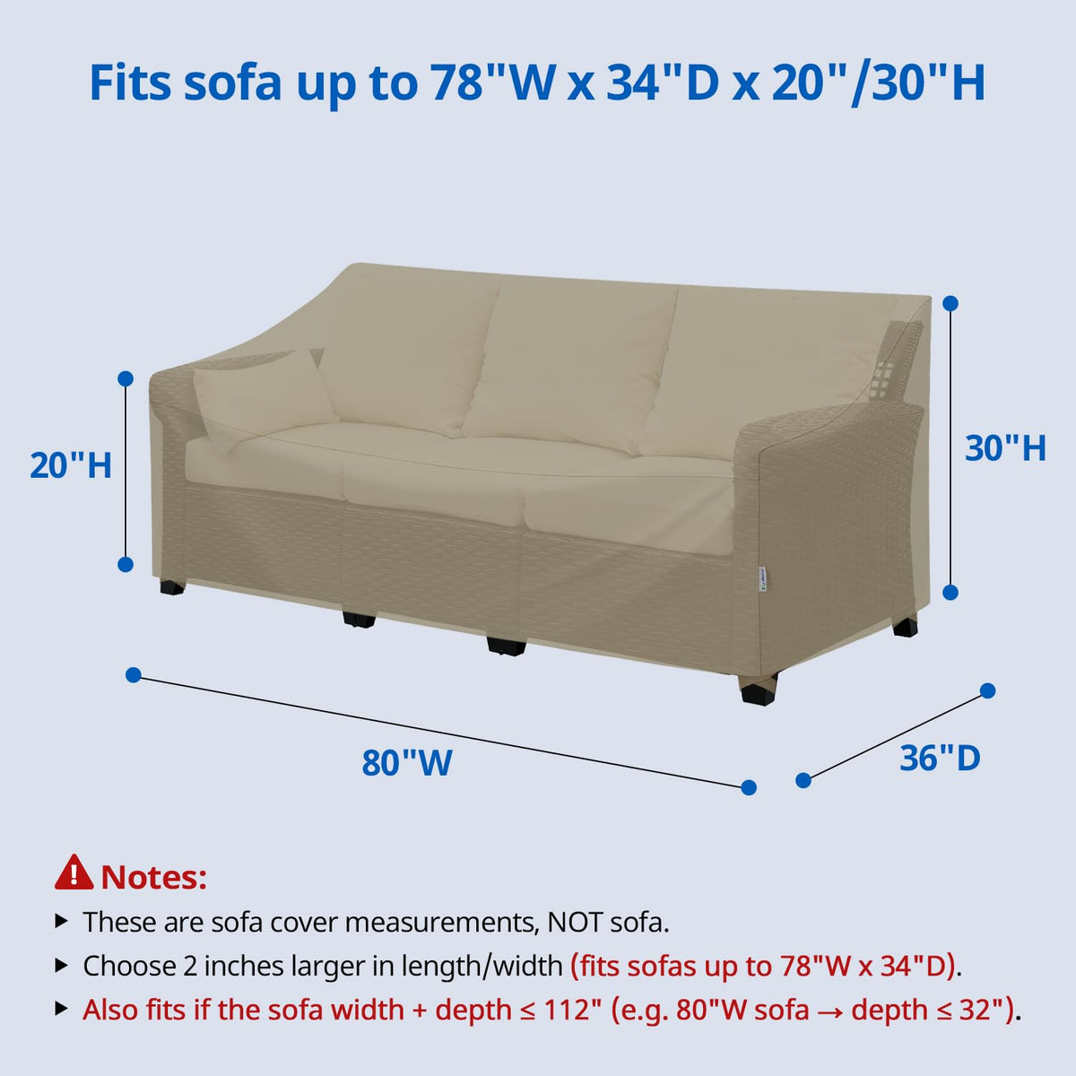 SunPatio waterproof sofa cover with seam-taped design keeps cushions dry.