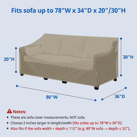 SunPatio waterproof sofa cover with seam-taped design keeps cushions dry.