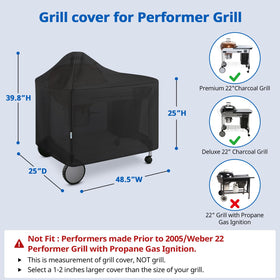 SunPatio Weber 22in Performer cover side view shields dust and weather