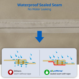 SunPatio wind-resistant sofa cover stays secure on breezy days.
