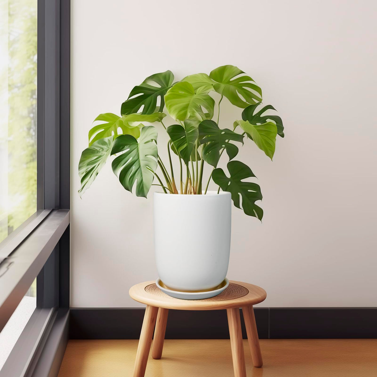 SUNPOTFOR mid-century modern white pot adds subtle style to any space.