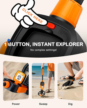 SUNPOW Kids Metal Detector adjustable stem grows with kids for longer adventures.