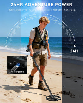 SUNPOW metal detector in five modes for streamlined treasure hunting.