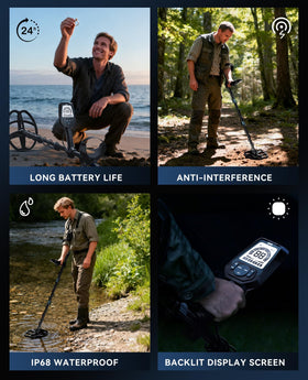 SUNPOW complete kit with shovel, headphones, backpack, and charger.