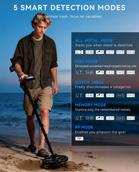 SUNPOW detector PP mode for precise pinpointing of coins and relics.